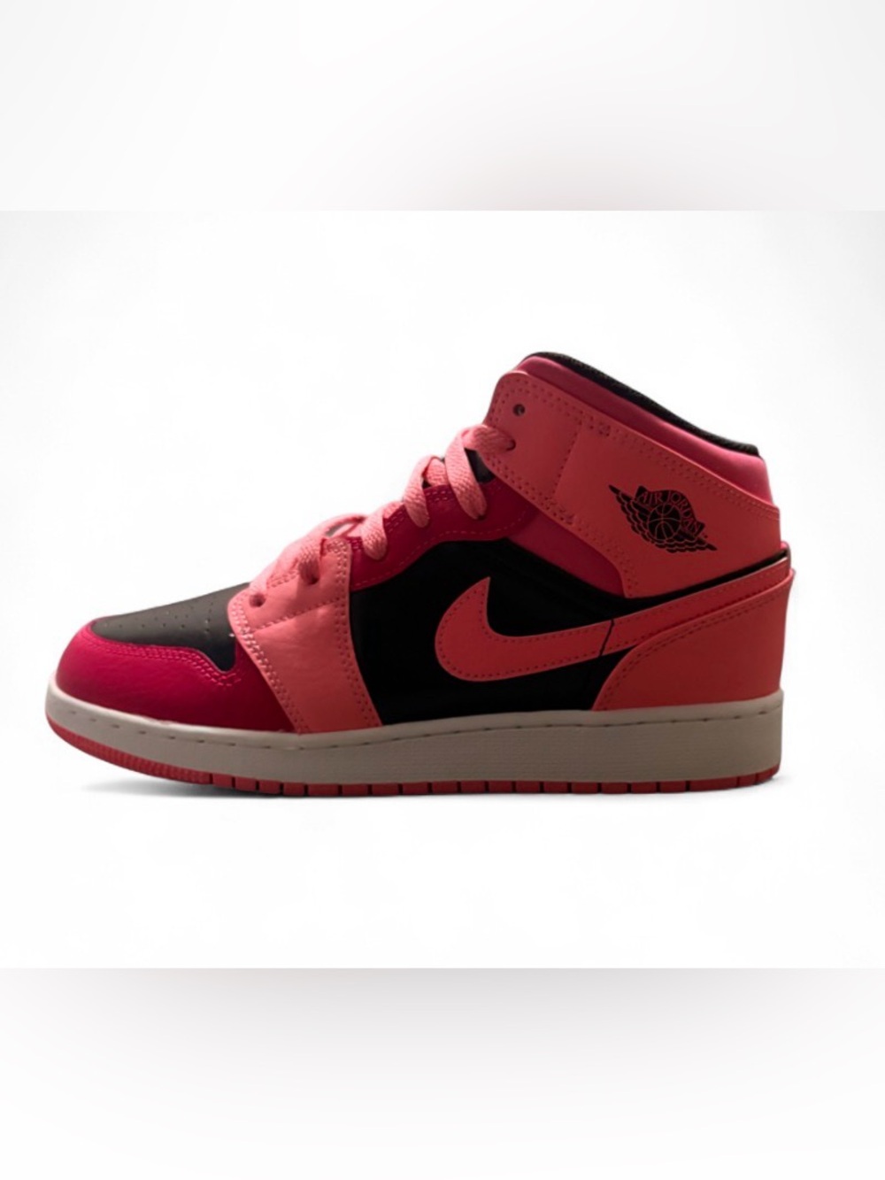 Nike Kids' Air Jordan 1 Mid Pink and Black Sneakers